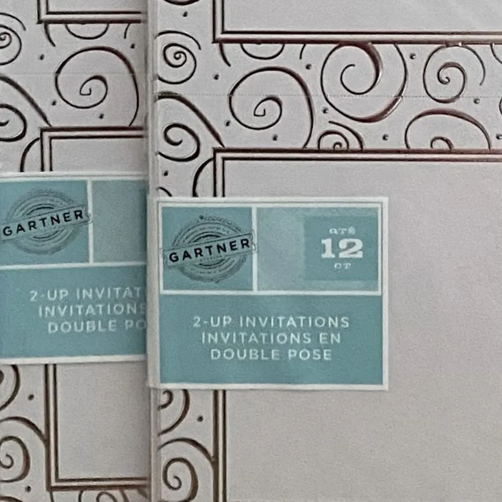 NWT 48 Gartner Studios 2-Up Invitations Silver Swirl 5.5